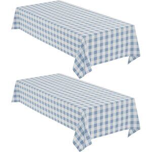 Light Blue & White Checkered Table Covers - 2 Pack - Ideal for Events & Picnics